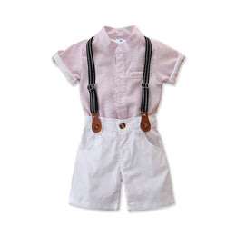 Boys Pink Checked Shirt with Trousers
