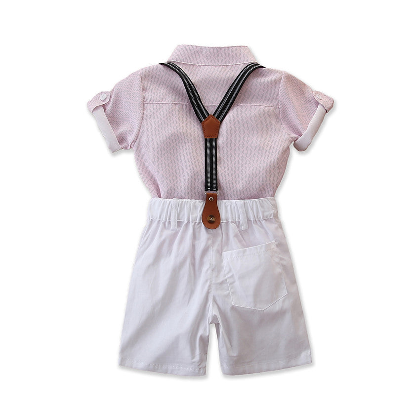 Boys Pink Checked Shirt with Trousers