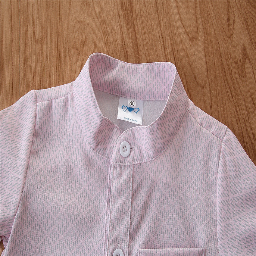 Boys Pink Checked Shirt with Trousers