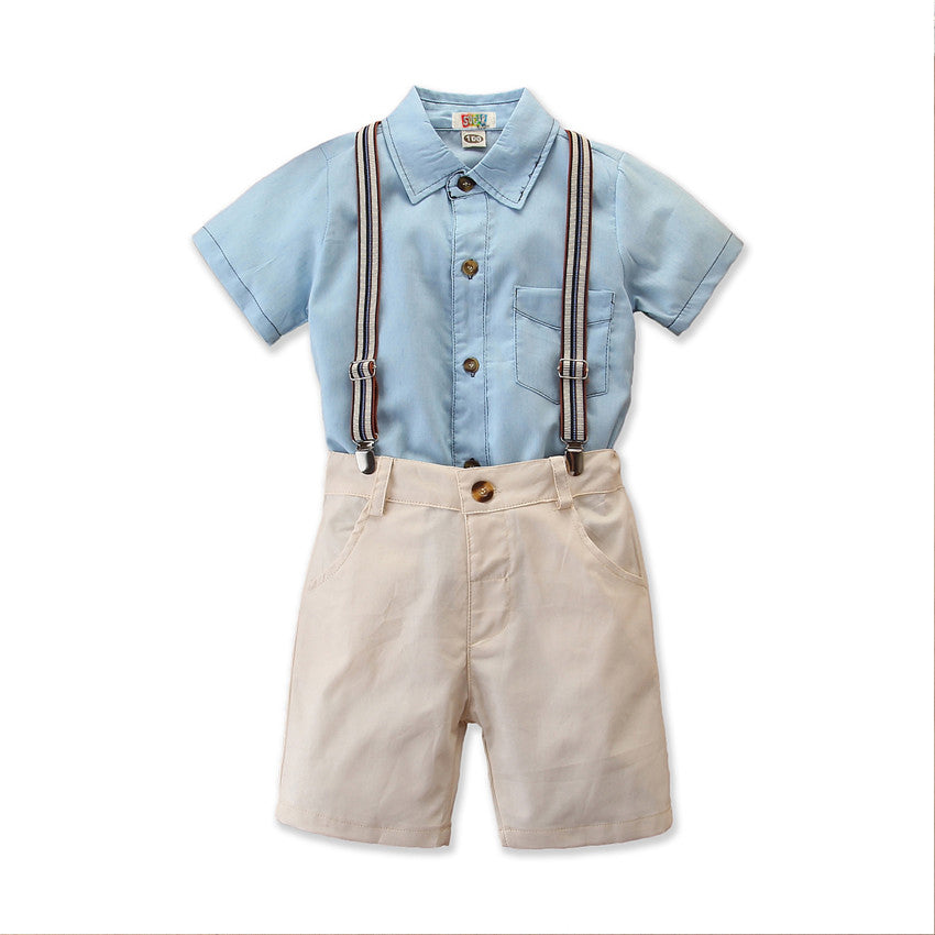 Boys Blue Pure Cotton Shirt With Trousers
