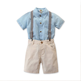 Boys Blue Pure Cotton Shirt With Trousers