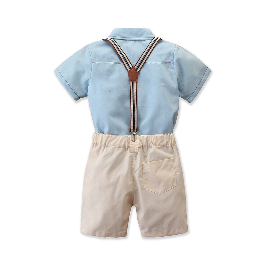 Boys Blue Pure Cotton Shirt With Trousers