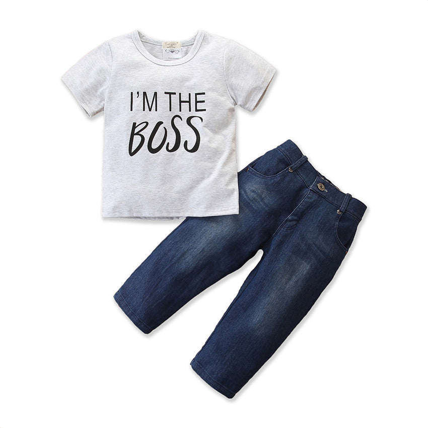 Boys Typography Printed T-shirt with Trousers