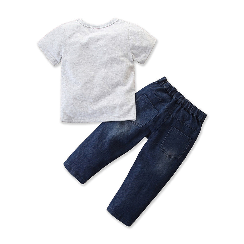 Boys Typography Printed T-shirt with Trousers