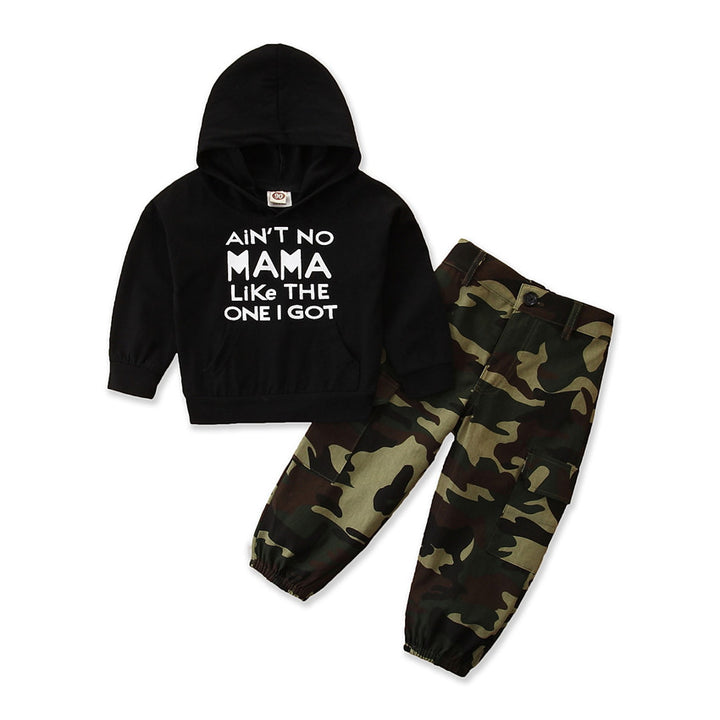 Boys Black Typography Printed Sweatshirt with Trousers