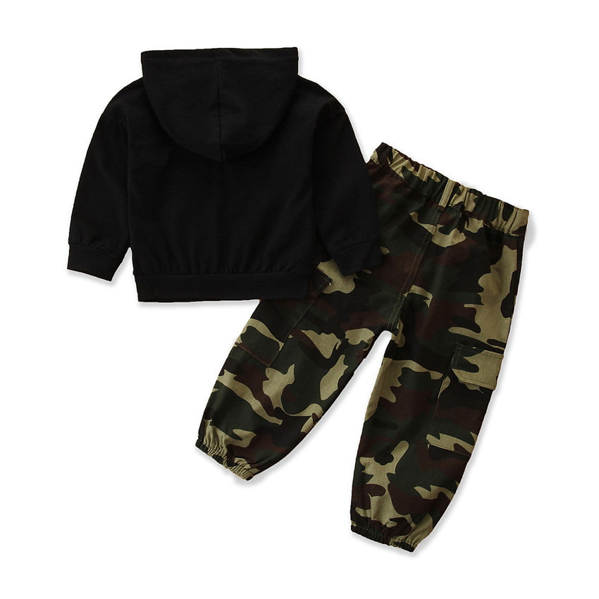 Boys Black Typography Printed Sweatshirt with Trousers