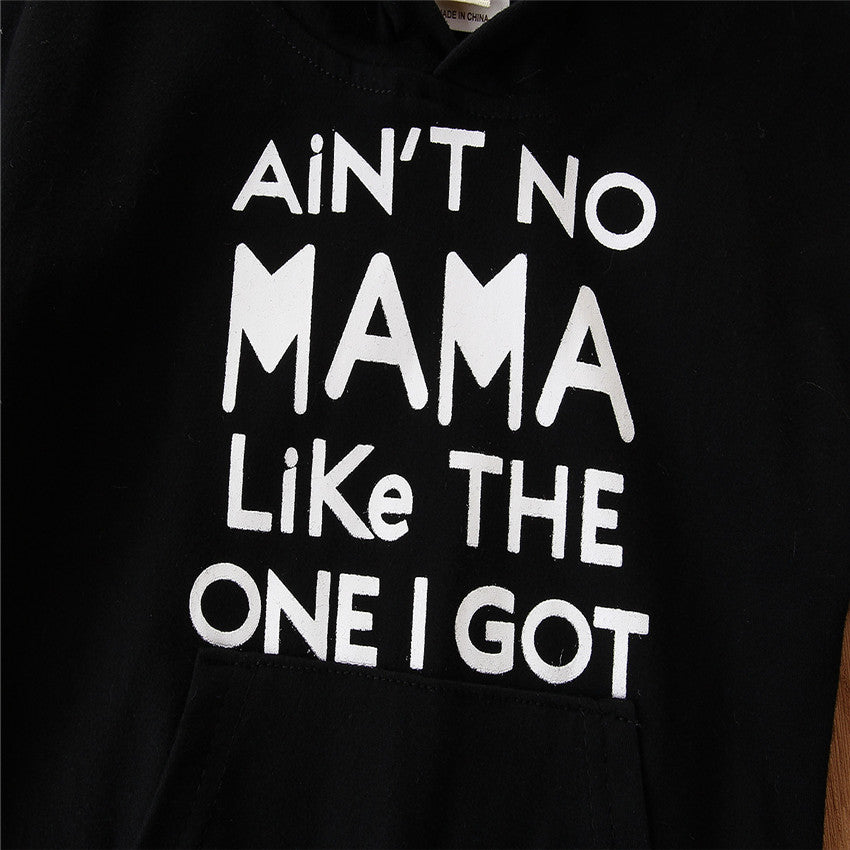Boys Black Typography Printed Sweatshirt with Trousers