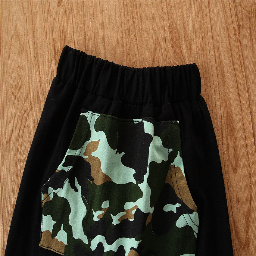 Boys Green Camouflage Printed Sweatshirt with Joggers
