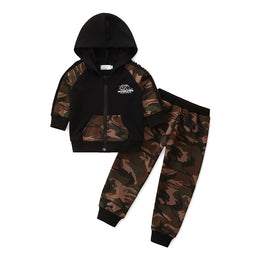 Boys Black Printed Sweatshirt With Joggers