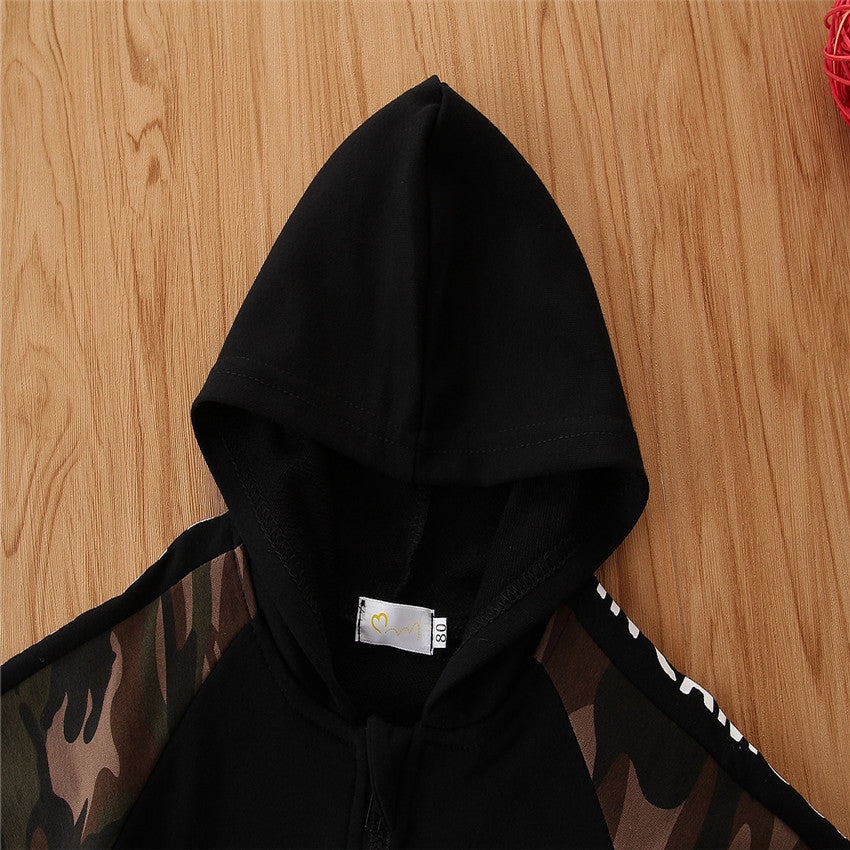 Boys Black Printed Sweatshirt With Joggers