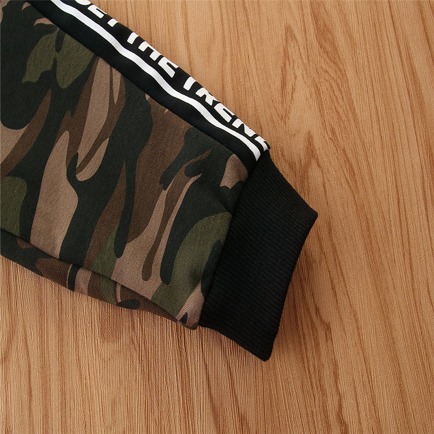 Boys Brown Camouflage Printed Slim Fit Joggers