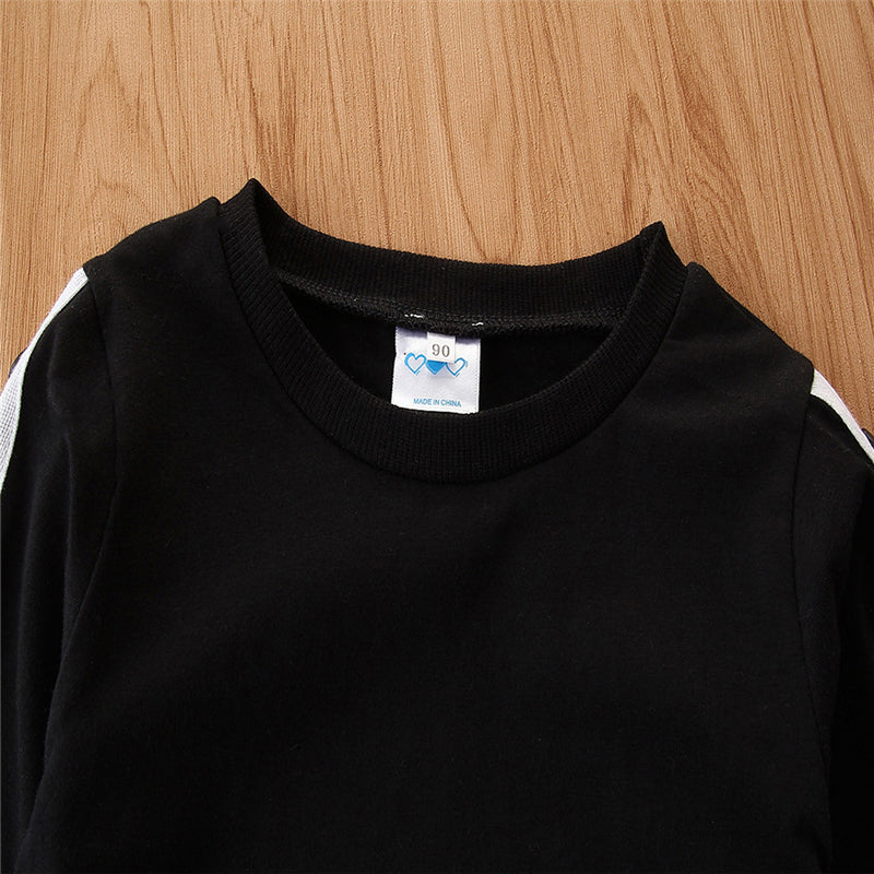 Girls Black Round Neck Cotton Sweatshirt