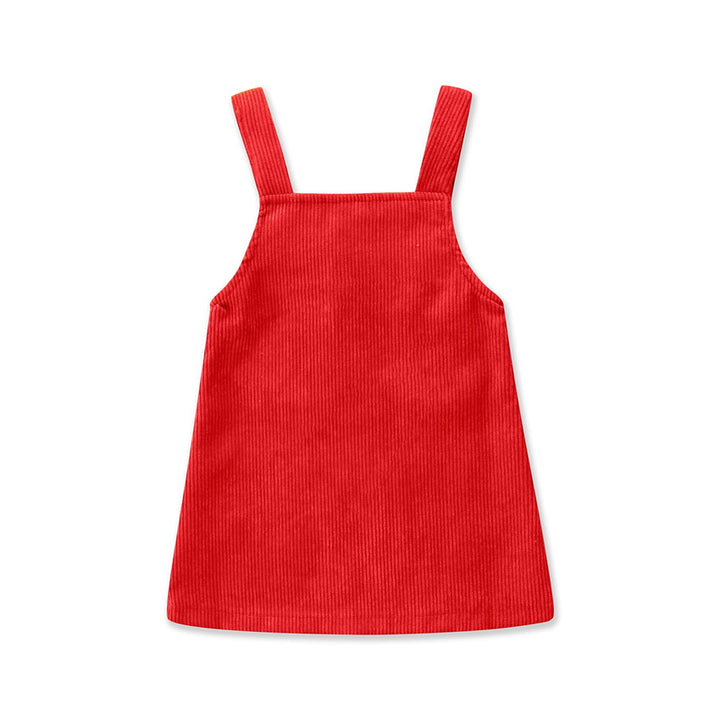 Girls Red Cotton Pinafore Dress