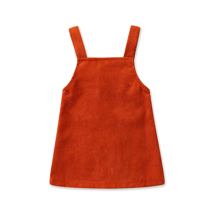Girls Orange Corduroy Pinafore Dress