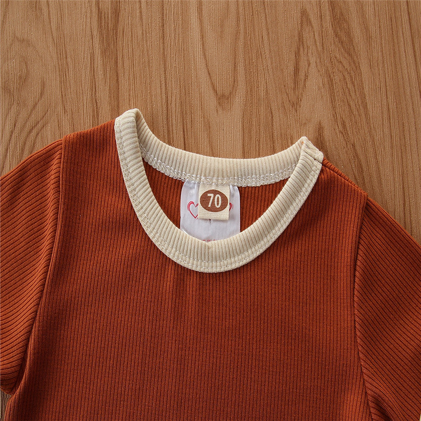 Infants Boys Brown Striped Bodysuit with Shorts