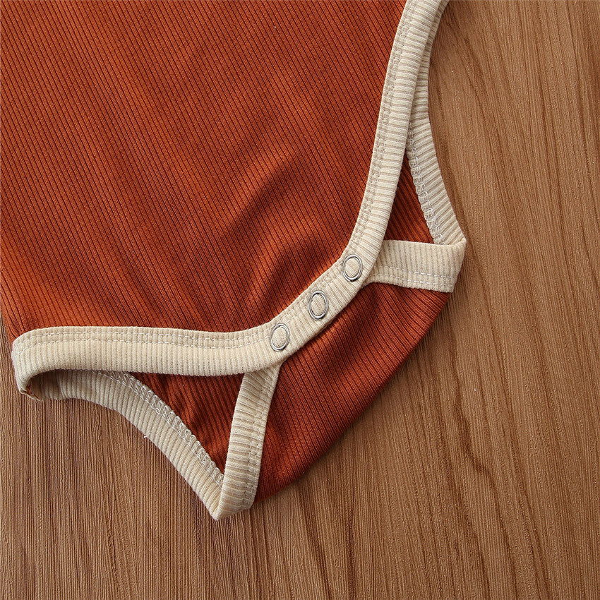 Infants Boys Brown Striped Bodysuit with Shorts
