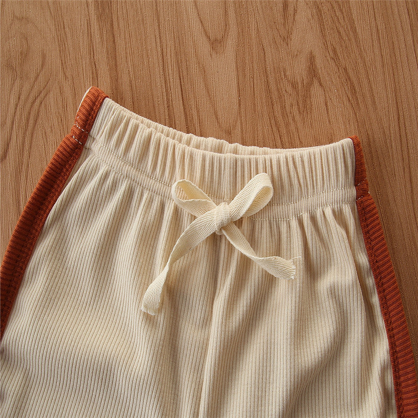 Infants Boys Brown Striped Bodysuit with Shorts