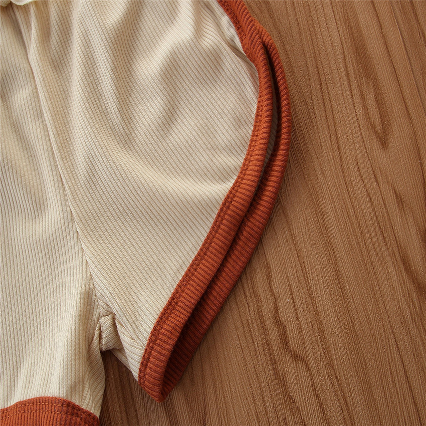 Infants Boys Brown Striped Bodysuit with Shorts