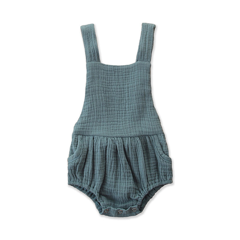 Infants Girls Blue Cotton Rompers