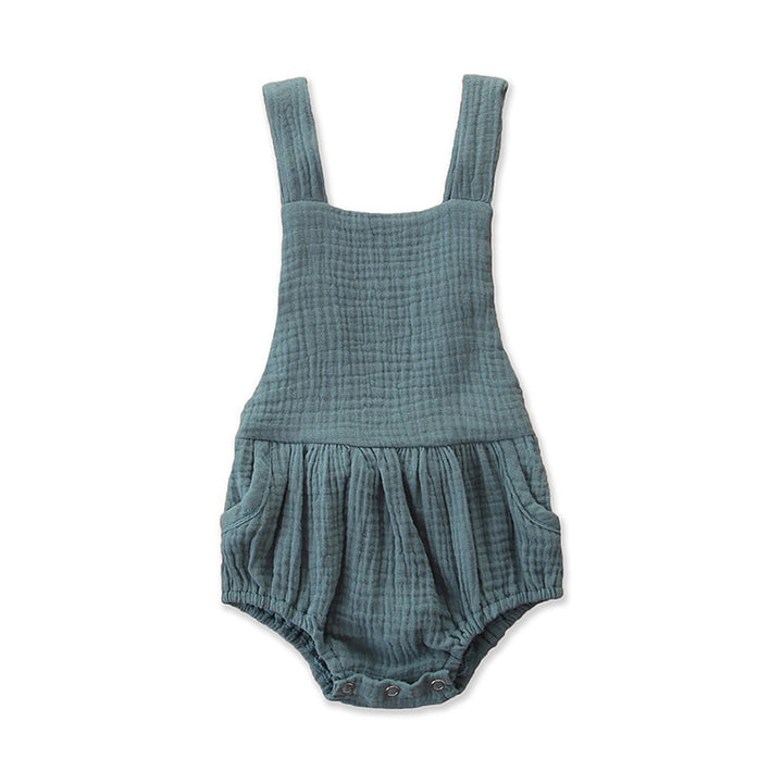 Infants Girls Blue Cotton Rompers