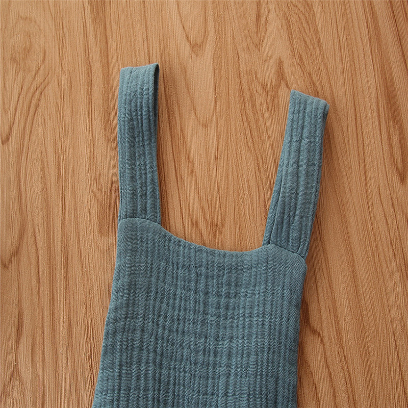 Infants Girls Blue Cotton Rompers