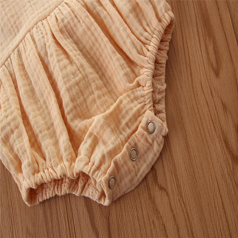 Beige Girls Self Designed Cotton Bodysuit