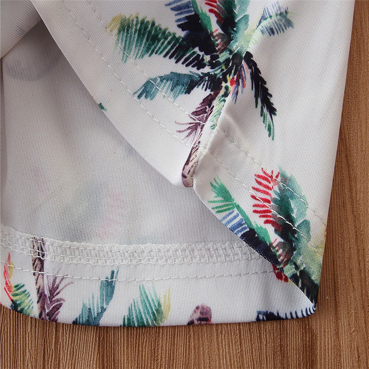 Boys White Printed Cotton Swim Bottom