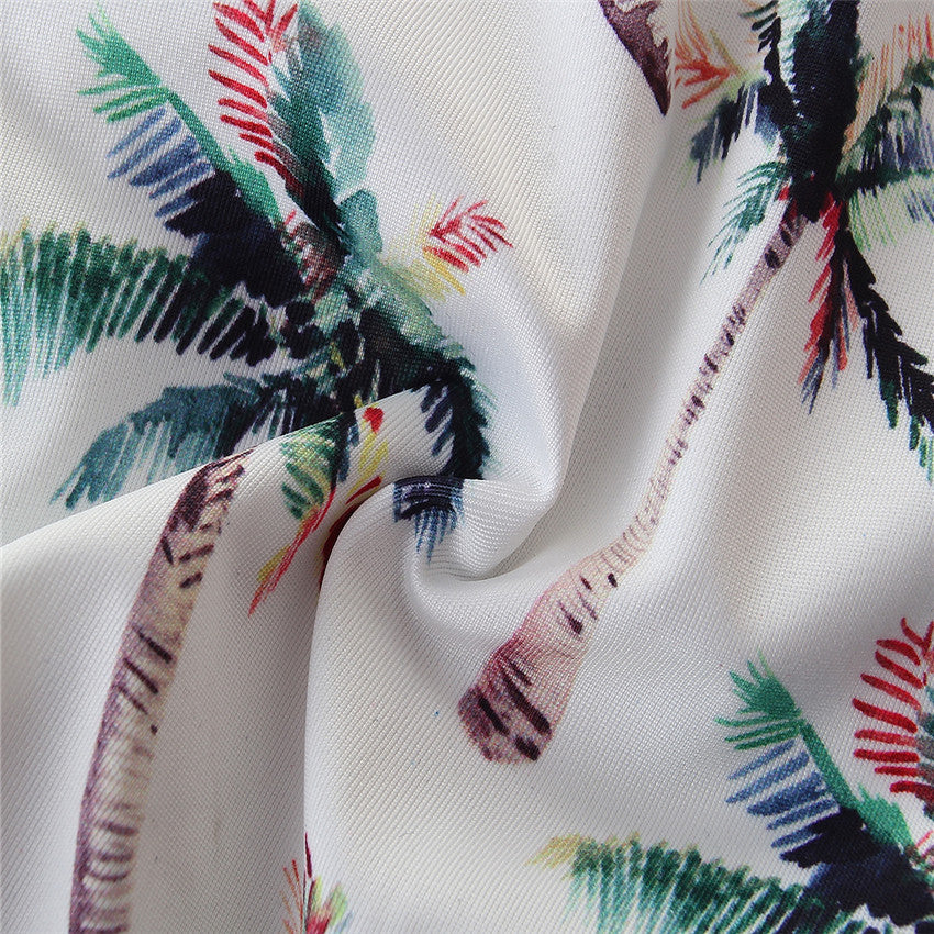 Boys White Printed Cotton Swim Bottom
