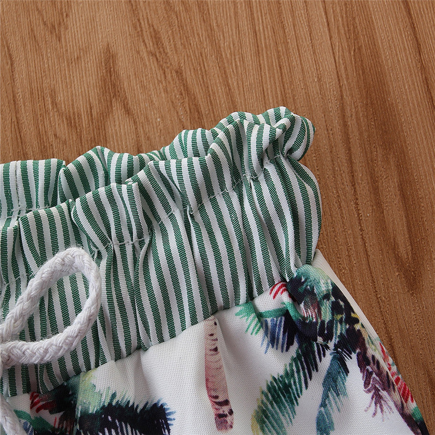 Boys White Printed Cotton Swim Bottom