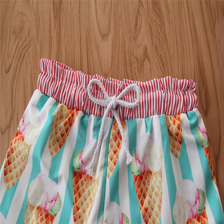 Kids White Printed Cotton Swim Shorts