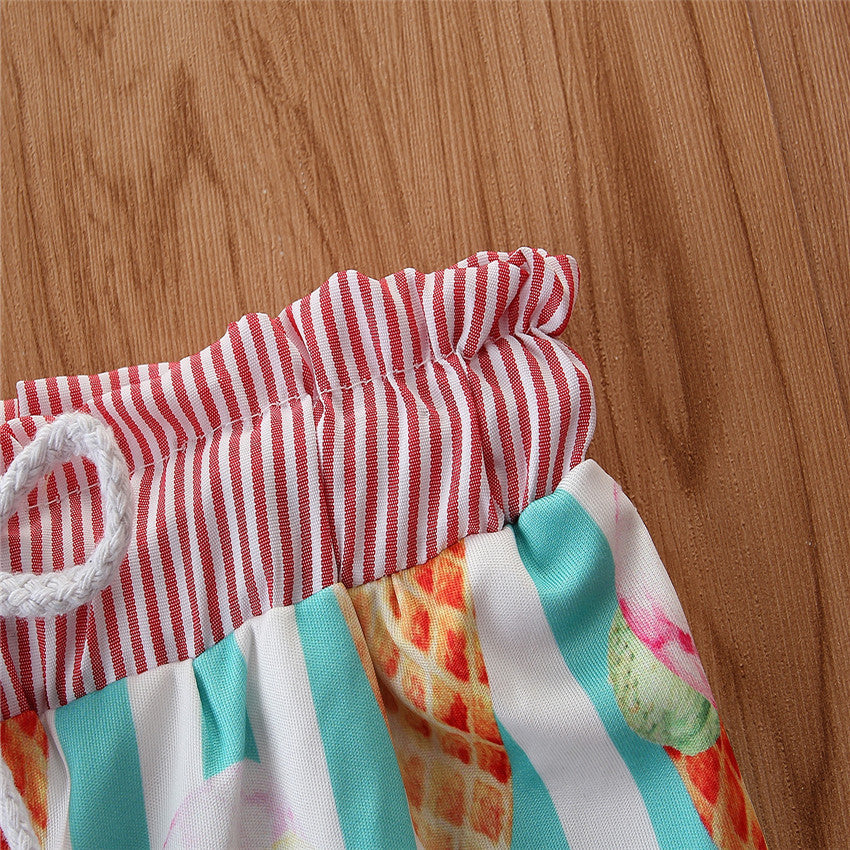 Kids White Printed Cotton Swim Shorts
