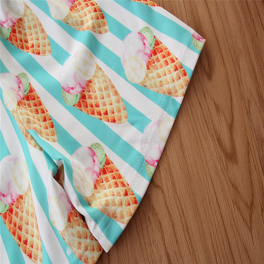 Kids White Printed Cotton Swim Shorts