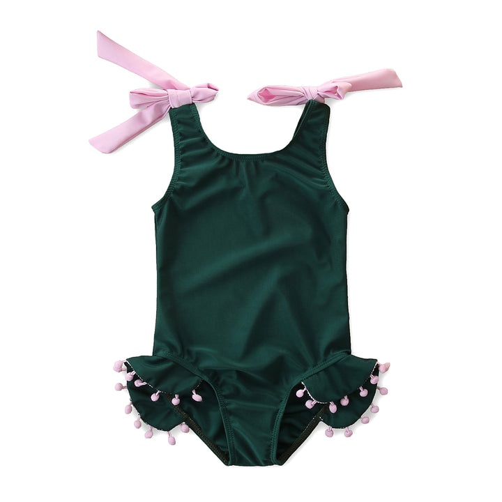 Girls Green Shoulder Strap Bodysuit