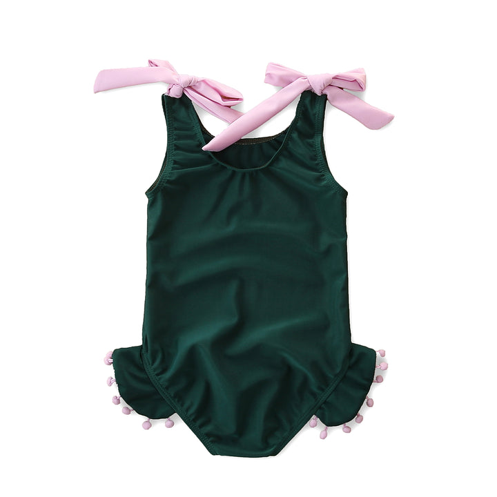 Girls Green Shoulder Strap Bodysuit
