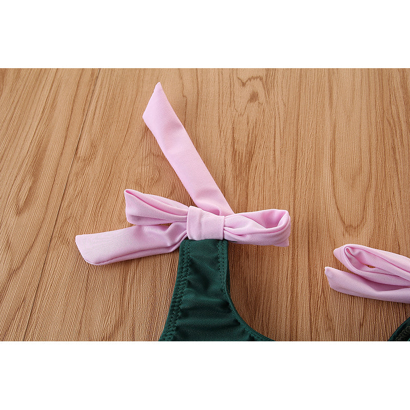 Girls Green Shoulder Strap Bodysuit