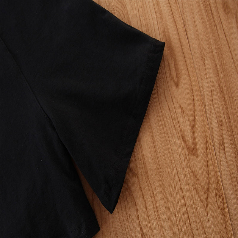 Girls Black Shoulder Straps Lace Inserts Cotton Jumpsuit