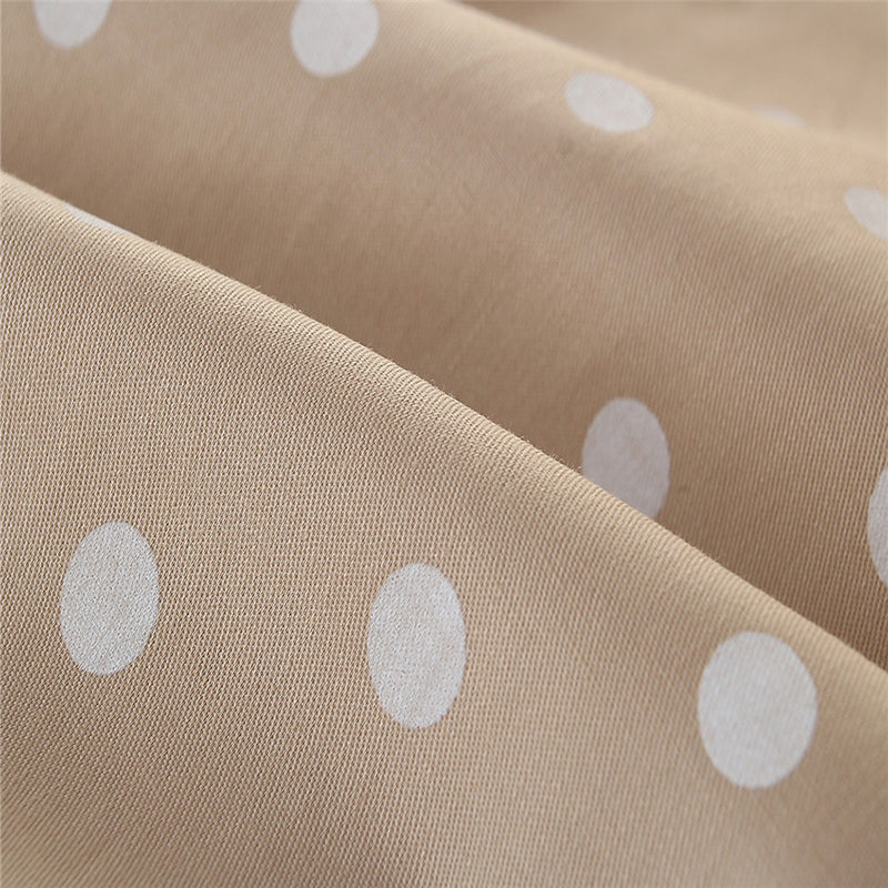 Girls Khaki Polka Dot Printed Cotton Playsuit