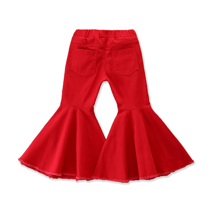 Girls Solid Mid-Rise Flared Cotton Bootcut Trousers
