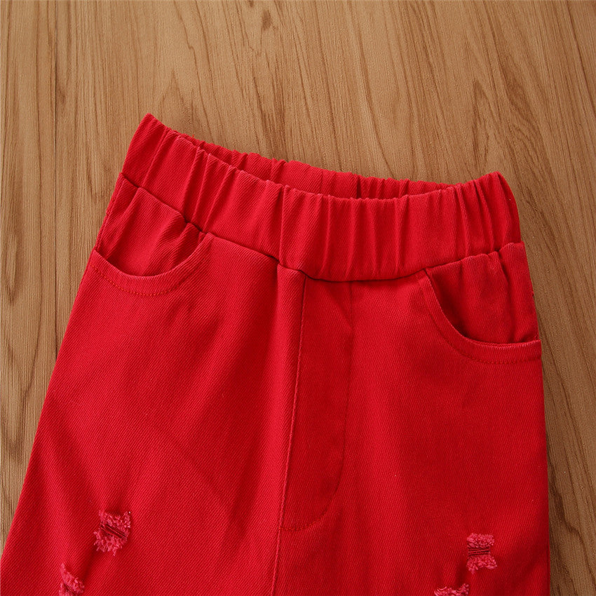 Girls Solid Mid-Rise Flared Cotton Bootcut Trousers