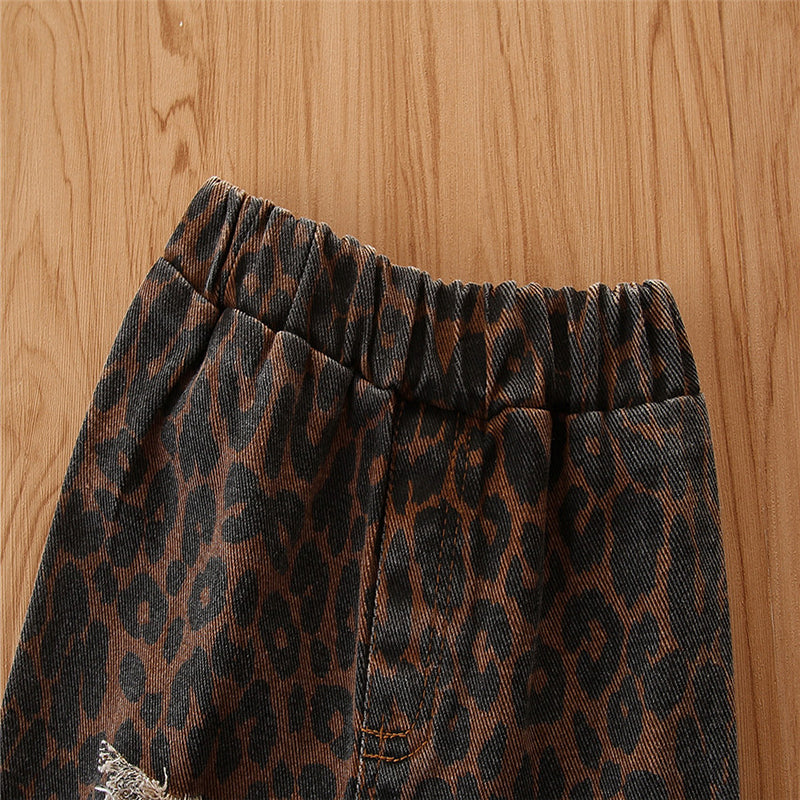 Girls Brown Flared Mid-Rise Mildly Distressed Printed Jeans