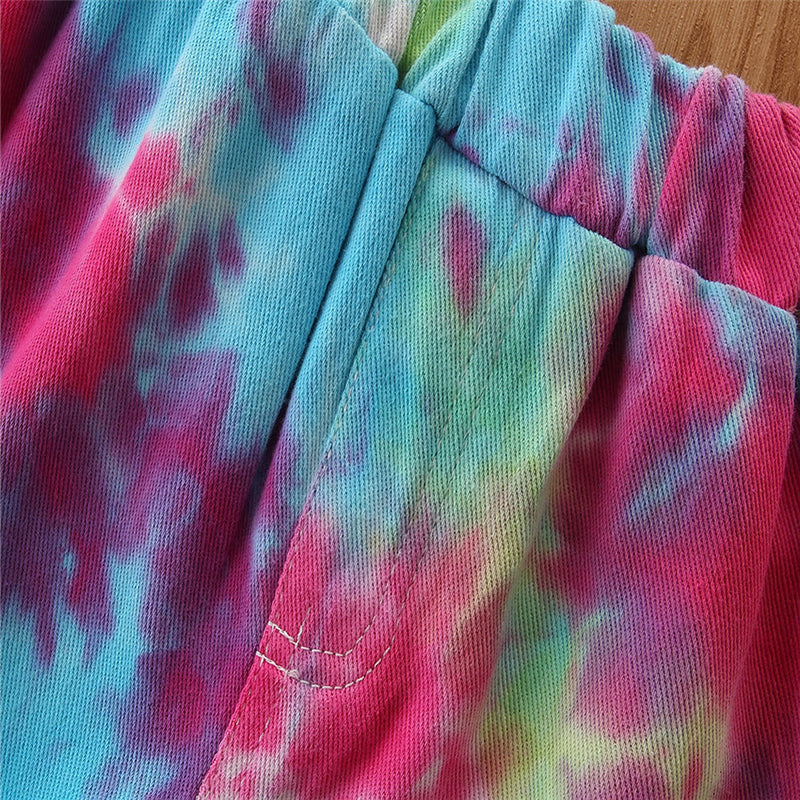 Girls Blue & Pink Abstract Printed Flared Jeans