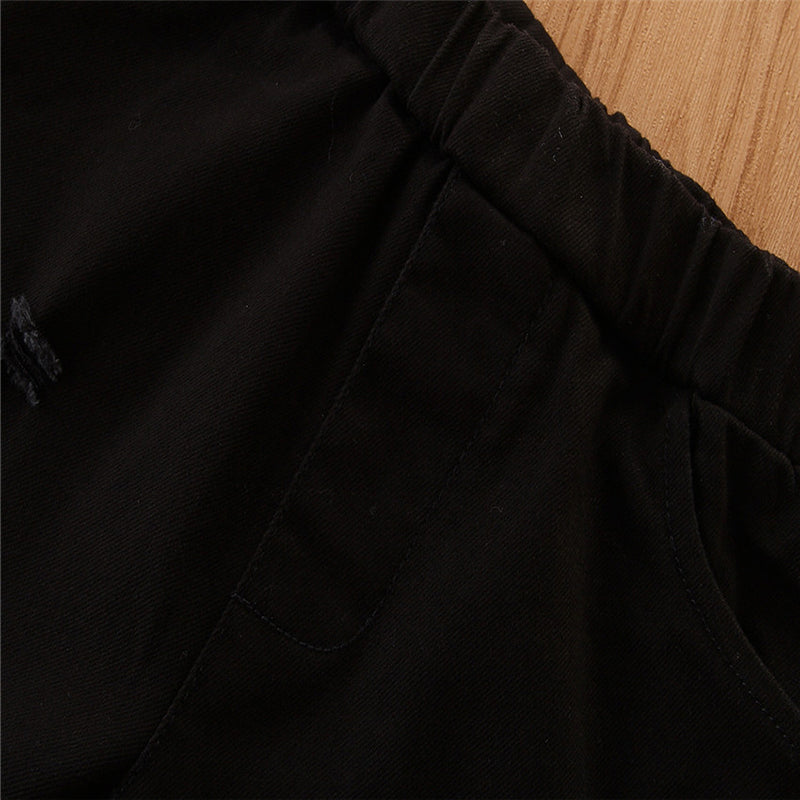 Girls Black Flared Mildly Distressed Mid Rise Jeans