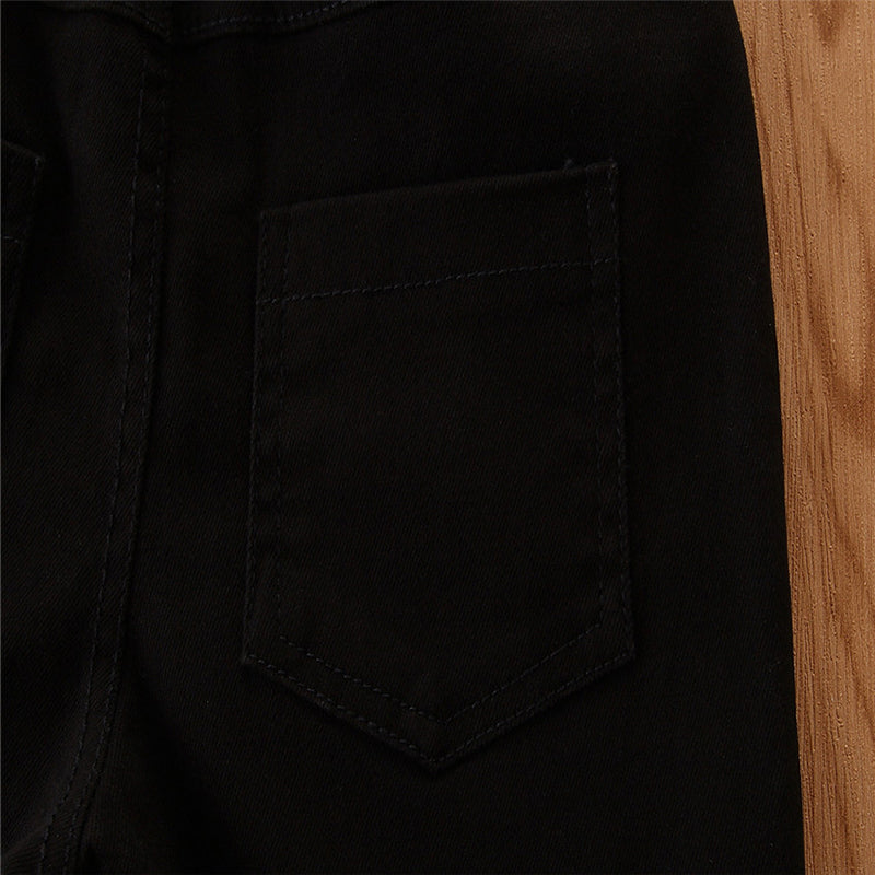 Girls Black Flared Mildly Distressed Mid Rise Jeans
