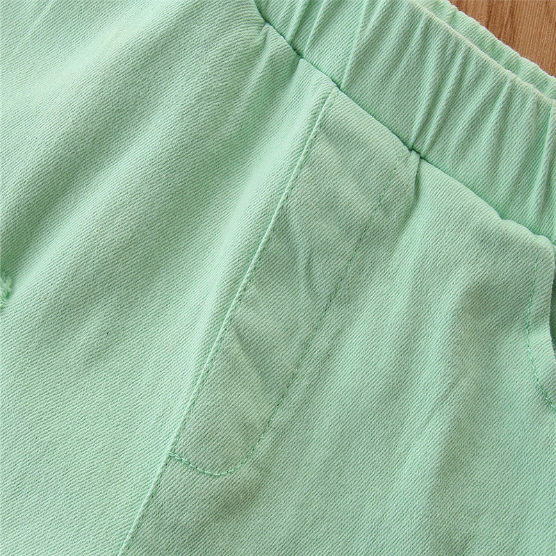 Girls Green Flared Mid-Rise Mildly Distressed Jeans