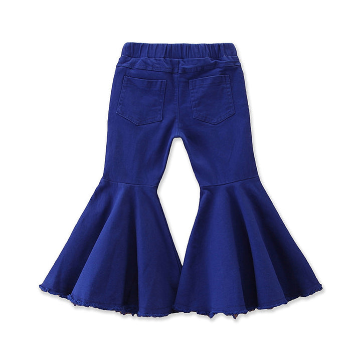 Girls Blue Flared Mid-Rise Mildly Distressed Jeans