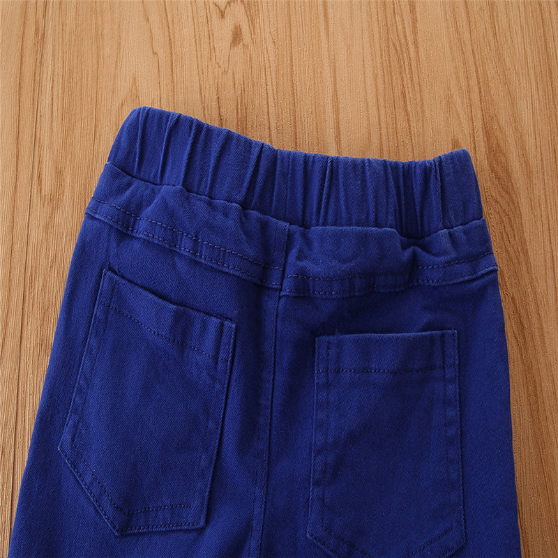 Girls Blue Flared Mid-Rise Mildly Distressed Jeans
