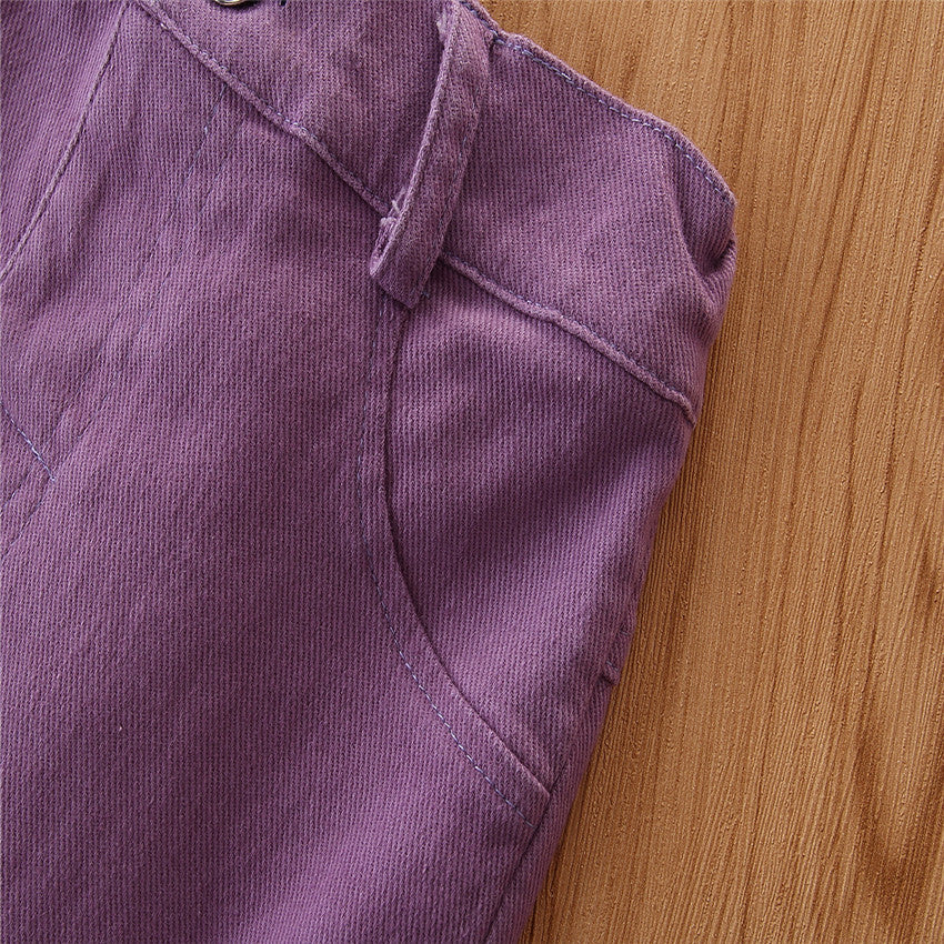 Girls Purple Mid Rise Mildly Distressed Flared Jeans