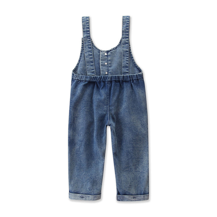 Girls Blue Straight Leg Cotton Dungaree