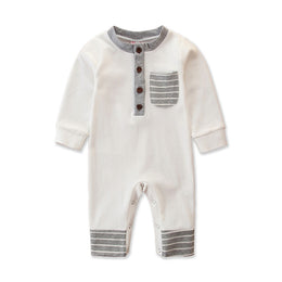 White & Grey Infant Girls Cotton Rompers