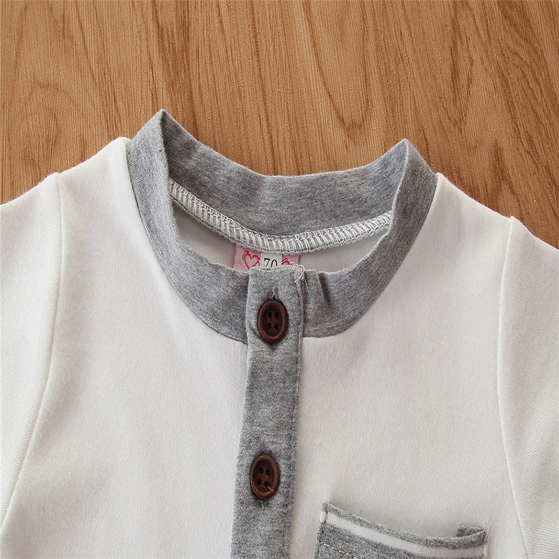 White & Grey Infant Girls Cotton Rompers